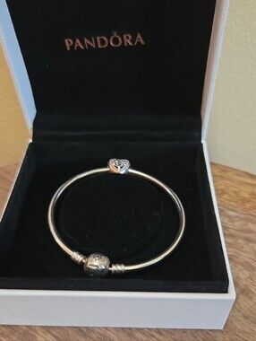 Pandora Silver Ball Clasp Bangle Bracelet - Silver